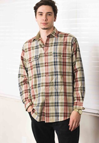 VINTAGE TOMMY HILFIGER CHECKED FLANNEL SHIRT LOGO 90S S 11