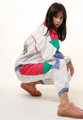 90S VINTAGE MULTICOLOR 1/4 ZIP COTTON SPORTS SUIT 821