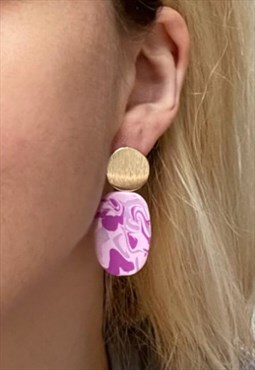 Pink and purple stud earrings 