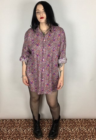 VINTAGE GRUNGE STYLE ABSTRACT PRINT SHIRT