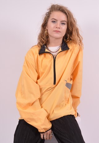 NIKE WOMENS VINTAGE PULLOVER JACKET MEDIUM YELLOW 90S