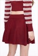 PLEATED MINI SKIRT WIDE FIT PREPPY KNITTED BOTTOMS IN RED