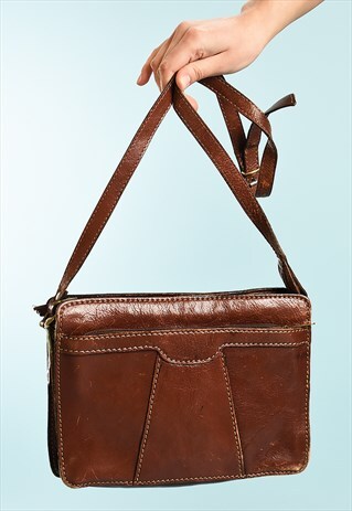 80'S RETRO REAL LEATHER PARIS CHIC SHOULDER BAG