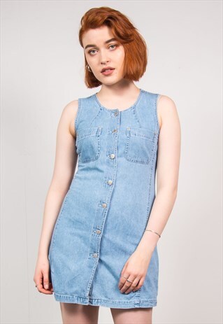 VINTAGE 90'S BLUE DENIM MINI DRESS