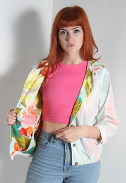 Vintage Floral Print Lined Shell Jacket White