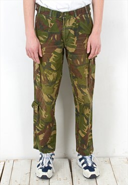 Men Vintage Pants Trousers W25 - W33 L30 Camouflage Army