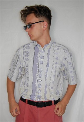 VINTAGE ABSTRACT PRINT SHORT-SLEEVE SHIRT