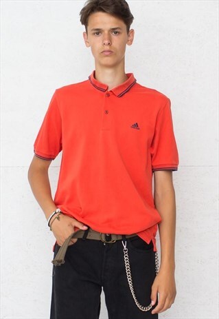 90S VINTAGE ORANGE ADIDAS SHORT SLEEVE POLO SHIRT