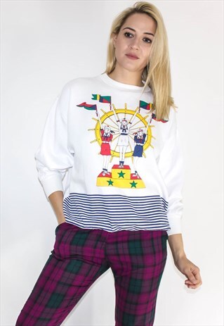 VINTAGE 90'S STRIPED NOVELTY SWEATSHIRT
