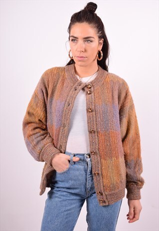 WOMENS VINTAGE CARDIGAN SWEATER XL MULTI 90'S