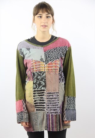 VINTAGE FUNKY PATCHWORK PATTERNED LONG JUMPER