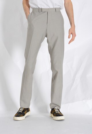 Y2K BEIGE GREY WOOL BLEND PANTS