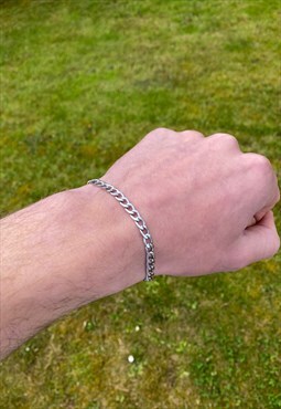 Stainless Steel Silver Cuban Bracelet