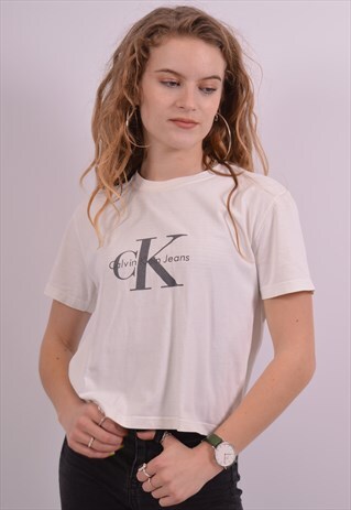 VINTAGE CALVIN KLEIN T-SHIRT TOP WHITE