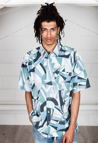 VINTAGE SHORT SLEEVE PATTERN UNISEX SHIRT