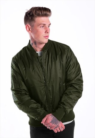 ESSENTIAL LIGHTWEIGHT BOMBER JACKET - KHAKI OLIVE GREEN