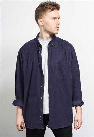 VINTAGE CORDUROY CORD SHIRT BLUE