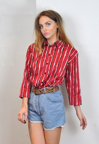 VINTAGE RED & WHITE STRIPED SHIRT