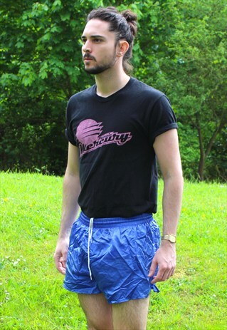 VINTAGE 80S SHINY SPRINTER GYM SHORTS - MEDIUM/LARGE - RETRO