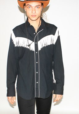 Vintage 90s western fringe shirt in black