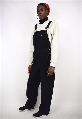 VINTAGE 90S BLACK CORDUROY DUNGAREES