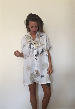 CRAZY PATTERNED VINTAGE RETRO FESTIVAL OVERSIZED SHIRT
