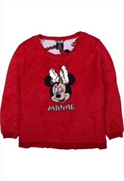 Vintage 90's Disney Fleece Jumper Minnie Mouse Crew Neck Red