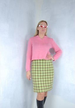 Vintage 80's retro fluffy punk knitted soft jumper in pink 