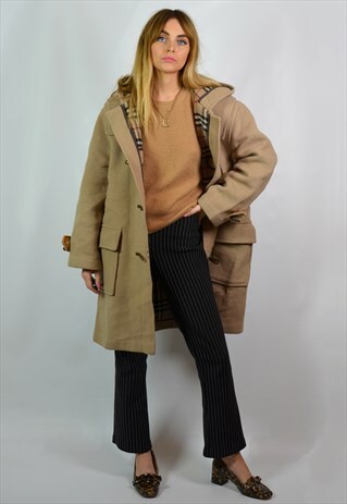 VINTAGE DESIGNER BURBERRY CAMEL BROWN OVERSIZE DUFFLE COAT