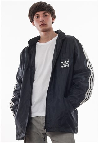 VINTAGE ADIDAS ORIGINALS TRACKSUIT NYLON RAINCOAT 90S BLACK