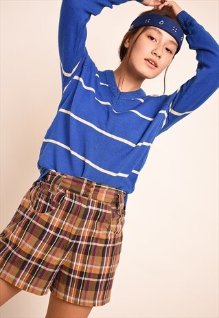 VINTAGE 70'S RETRO MOD STRIPED PATTERN WOOL KNIT JUMPER
