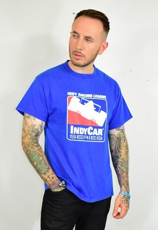 VINTAGE RACING INDY GROUP BLUE PRINT GRAPHIC T SHIRT TEE