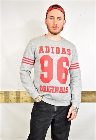 VINTAGE ADIDAS GREY BIG LOGO SWEATER