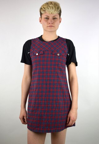VINTAGE 90'S CHECKED PINAFORE DRESS