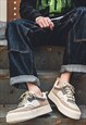 CHUNKY SOLE TRAINERS RETRO SUEDE SNEAKERS SKATE SHOES CREAM