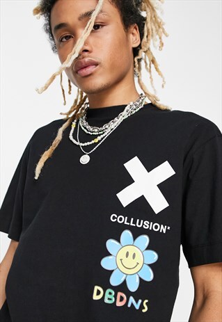 DREAM BUT DO NOT SLEEP X COLLUSION BLACK GRAPHIC T-SHIRT