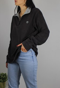 Vintage Timberland Sweatshirt Jumper w Logo Front & 1/4 Zip