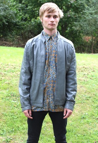 VINTAGE 80S BRITISH LEATHER BOMBER LINED JACKET - LARGE / XL
