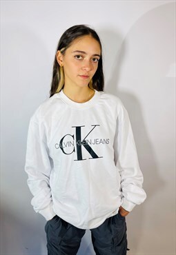 Vintage Size XXL Calvin Klein Sweatshirt in White
