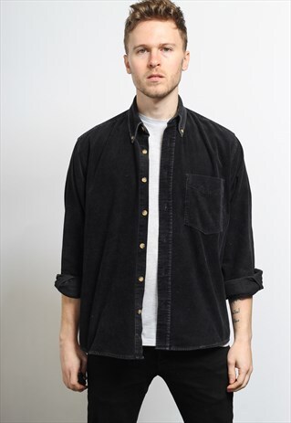 VINTAGE CORDUROY CORD SHIRT BLACK
