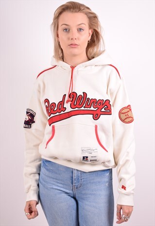 RUSSELL ATHLETIC WOMENS VINTAGE RED WINGS HOODIE JUMPER LARG