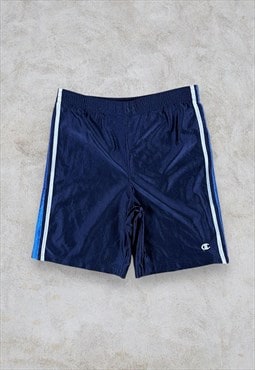 Vintage Champion Shorts Blue Sports Striped Medium