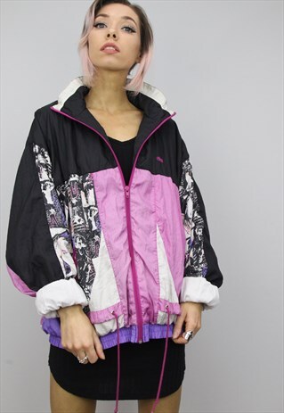 VINTAGE 80S/90S OVERSIZED COLOURFUL SHELL SUIT JACKET