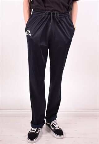 KAPPA MENS VINTAGE TRACKSUIT TROUSERS LARGE NAVY BLUE 90S
