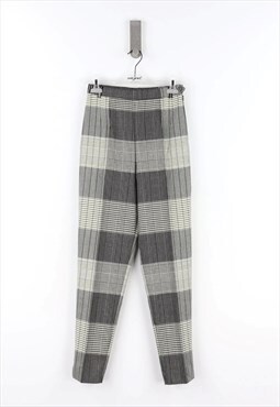 Vintage Penny Black Check Classic Trousers in Grey - 40