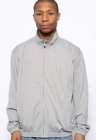 VINTAGE CHAMPION LOGO TRACK JACKET GREY