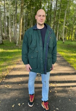 Vintage oversize jacket 80s green autumn coat for men {N2}