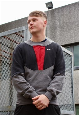 Nike vintage reworked sweatshirt in black, red and grey