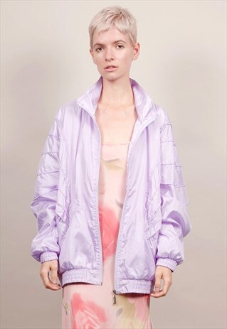 VINTAGE 80'S RODEO OVERSIZED LILAC TRACKSUIT SHELL JACKET