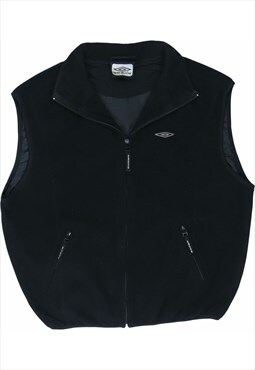 Umbro 90's Vest Sleeveless Fleece Zip Up Gilet Small Black